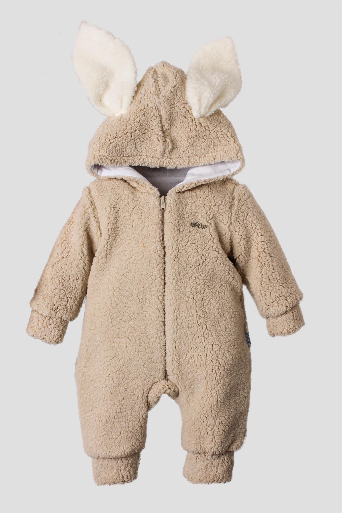 Kız Bebek Tulum Kapüşonlu Tavşan Kulaklı Peluş Bebek Tulum 0-12 Ay